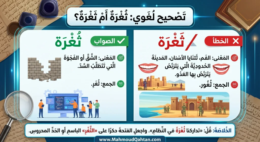 ثُغْرَة بضمّ الثاء لا ثَغْرَة بفتحها